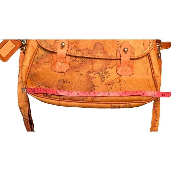 Alviero Martini 1classe brown global world map geographical satchel crossbody - Picture 6 of 7